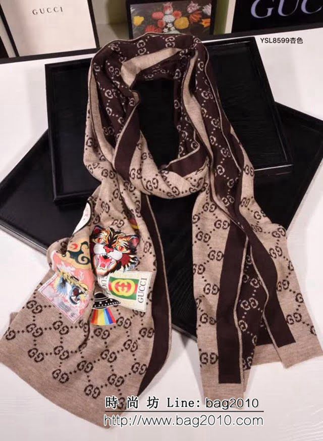 GUCCI古馳頂級原單 專櫃限量百搭款羊絨圍巾 男女同款 YSL8559 LLWJ6529